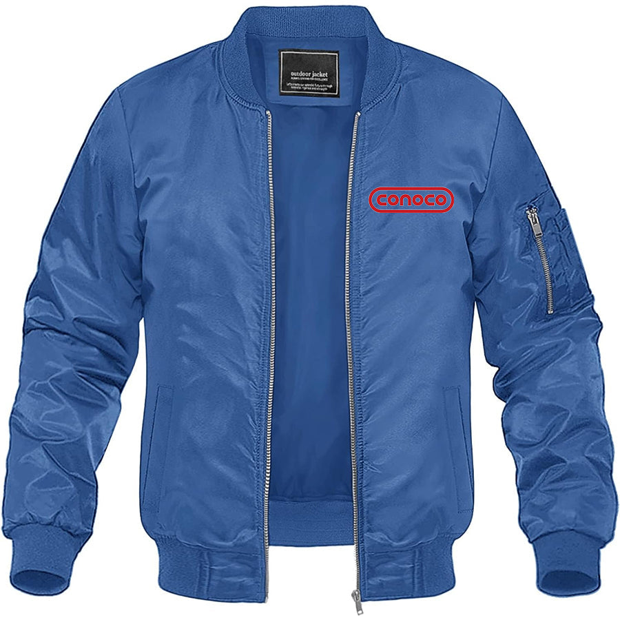 Men's Conoco Gas Station Lightweight Bomber Jacket Windbreaker Softshell Varsity Jacket Coat