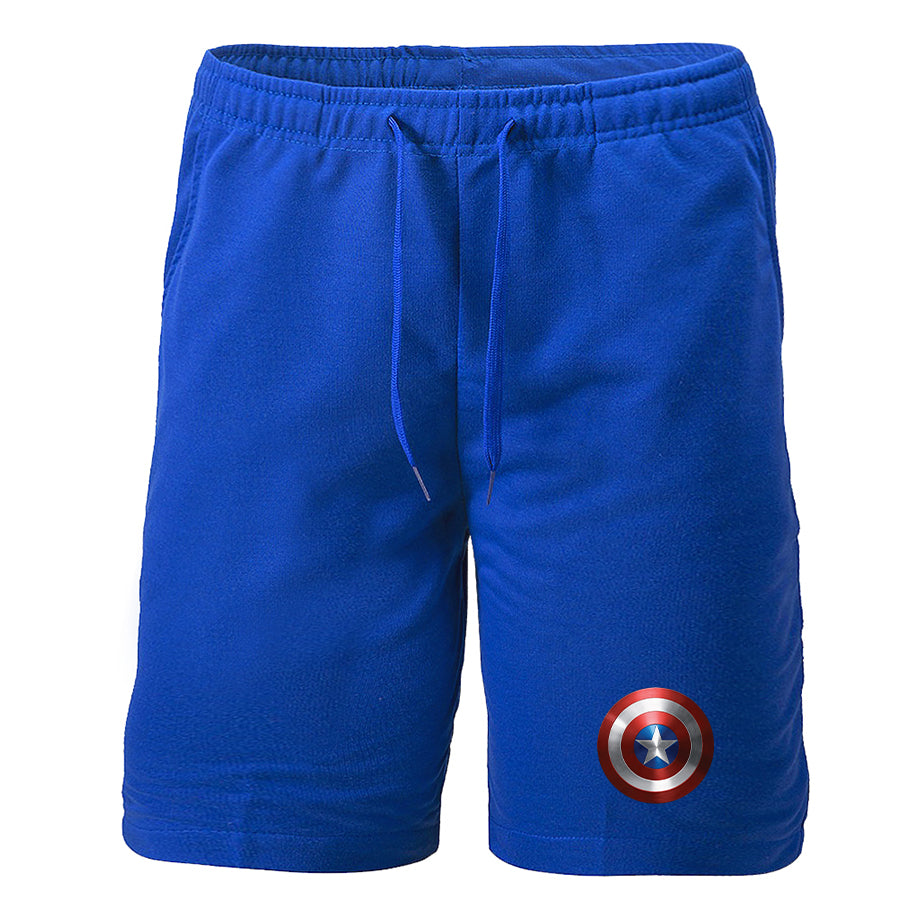 Men's Captain America Superhero Athletic Fleece Shorts