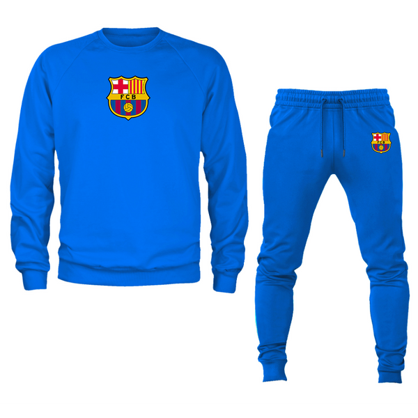 Men's F.C. Barcelona Soccer Logo Crewneck Sweatshirt Joggers Suit