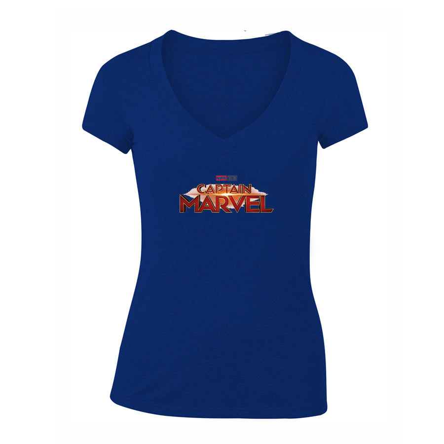 Women's Captain Marvel Superhero  V-Neck T-Shirt