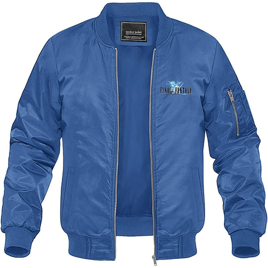 Men's Final Fantasy Game Lightweight Bomber Jacket Windbreaker Softshell Varsity Jacket Coat