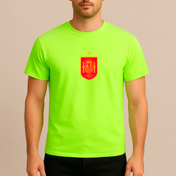 Men's Spain Red Logo National Soccer Team Cotton T-Shirt