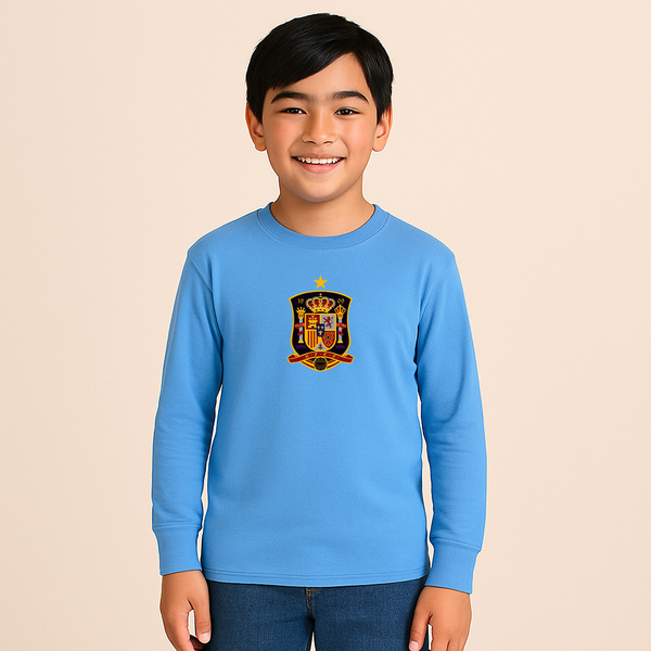 Youth Kids Spain National Soccer Team Long Sleeve T-Shirt