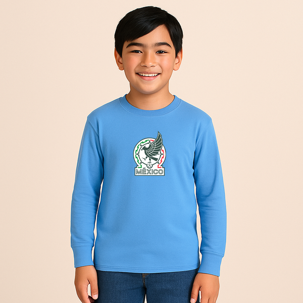 Youth Kids Mexico Soccer Long Sleeve T-Shirt