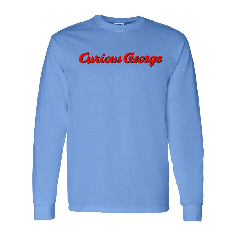 Youth Kids Curious George Cartoon Long Sleeve T-Shirt