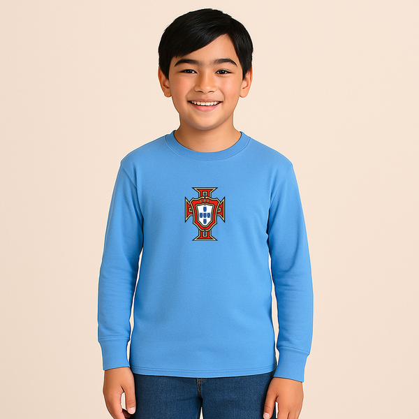 Youth Kids Portugal National Soccer Team Long Sleeve T-Shirt