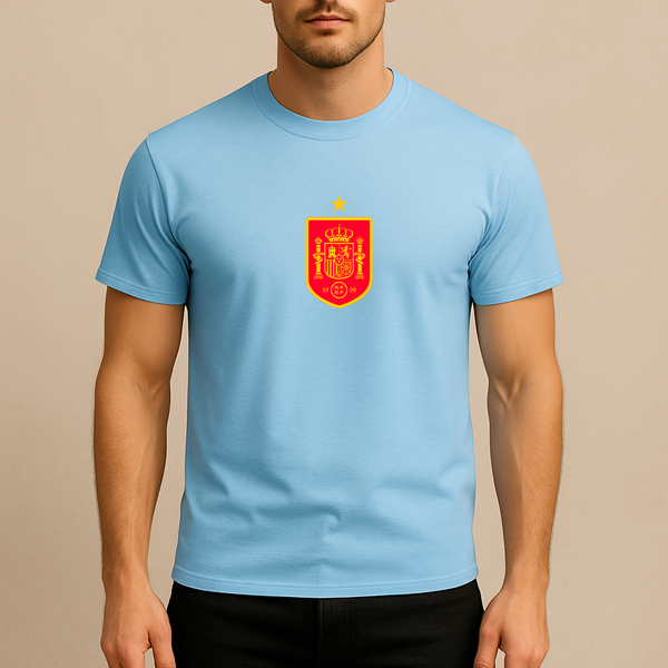 Men's Spain Red Logo National Soccer Team Cotton T-Shirt