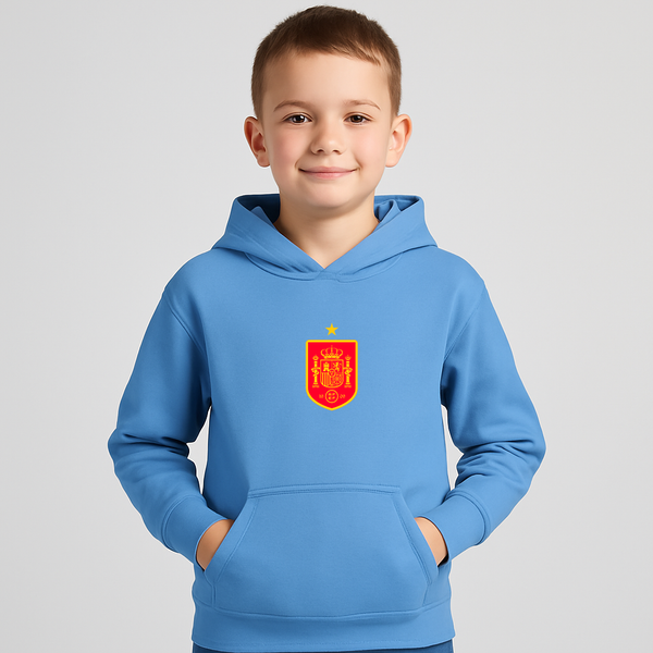 Youth Kids Spain Red Logo National Soccer Team Pullover Hoodie