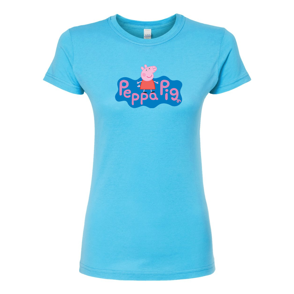 Women's Pegga Pig Cartoon Round Neck T-Shirt