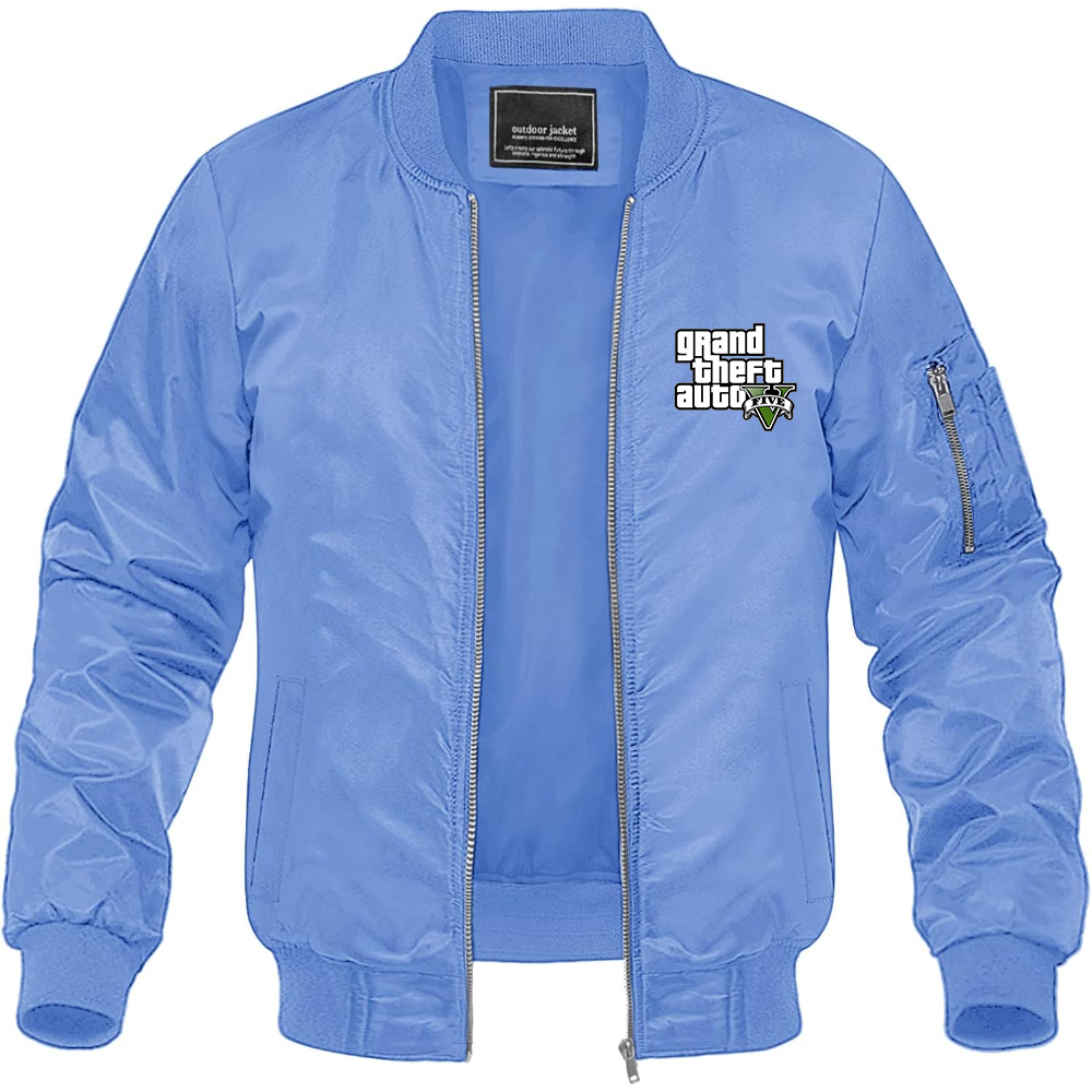 Men's GTA 5 Grand Theft Auto V Lightweight Bomber Jacket Windbreaker Softshell Varsity Jacket Coat Game