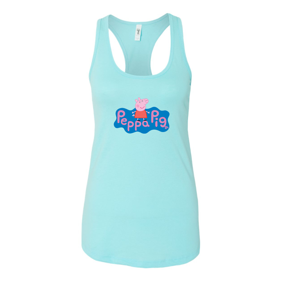 Women's Pegga Pig Cartoon Racerback Tank Top