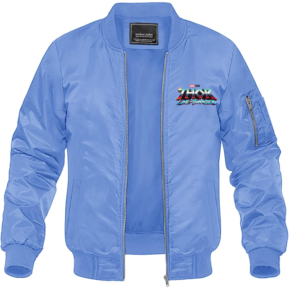 Men's Thor Love & Thunder Superhero Lightweight Bomber Jacket Windbreaker Softshell Varsity Jacket Coat