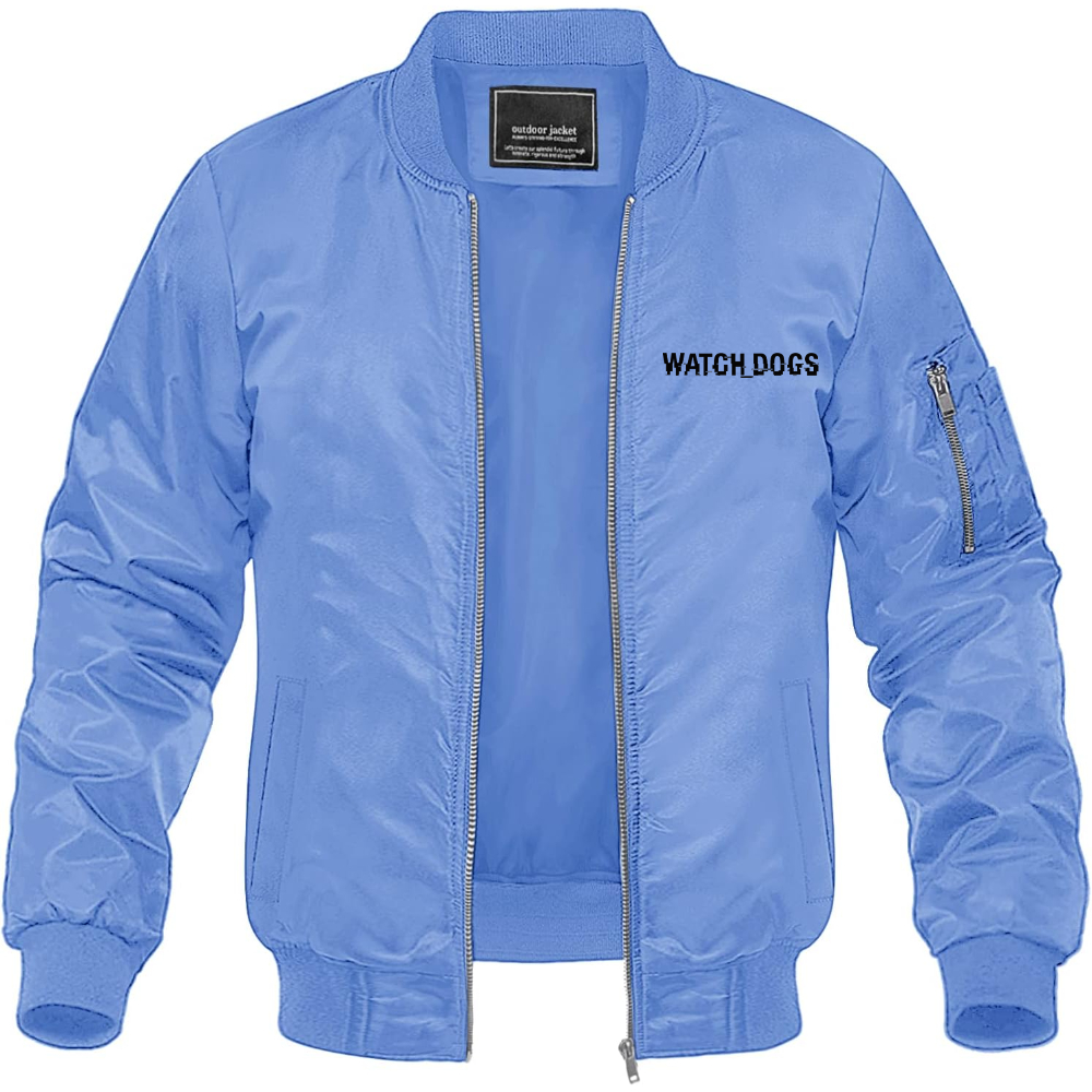 Men's Watch Dogs Video Game Lightweight Bomber Jacket Windbreaker Softshell Varsity Jacket Coat