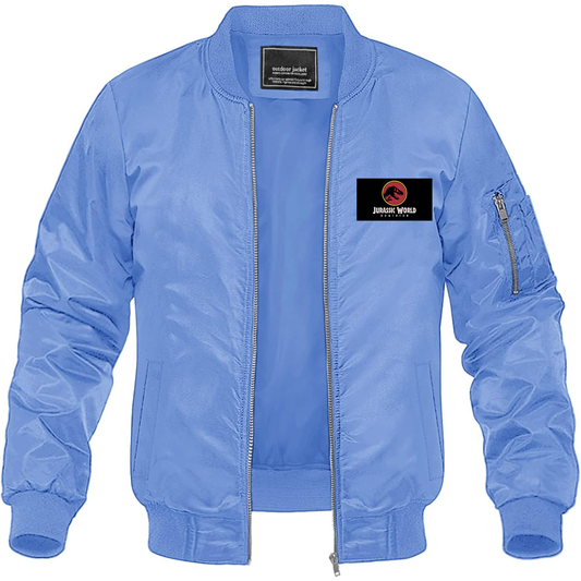 Men's Jurassic World Dominion Movie Lightweight Bomber Jacket Windbreaker Softshell Varsity Jacket Coat