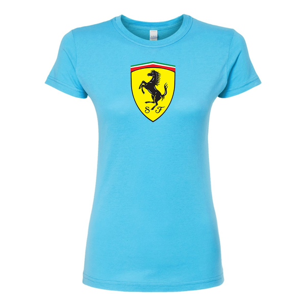 Women’s Ferrari Motorsport Car Round Neck T-Shirt
