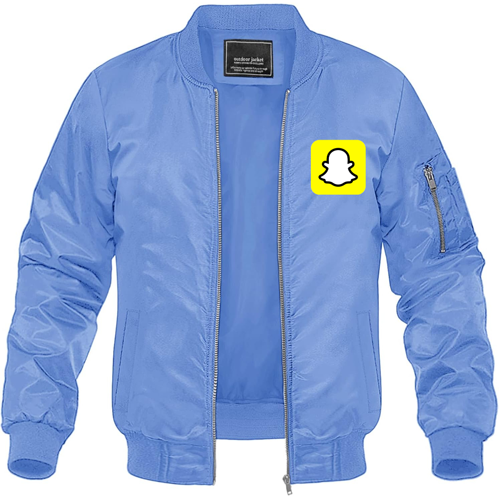 Men's Snapchat Social Lightweight Bomber Jacket Windbreaker Softshell Varsity Jacket Coat