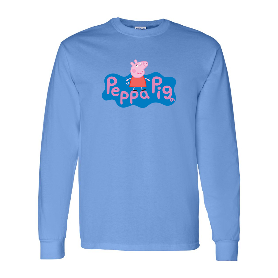 Men's Pegga Pig Cartoon Long Sleeve T-Shirt