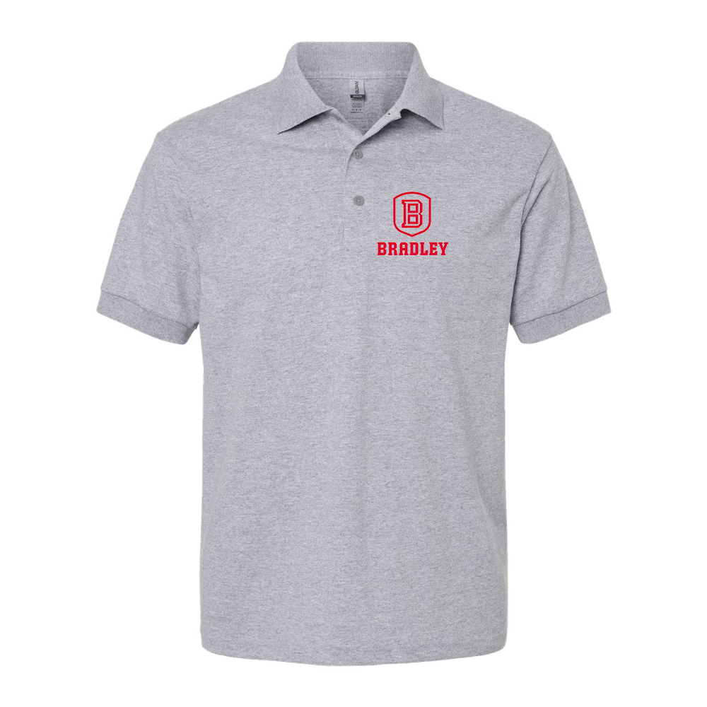 Men's Bradley Braves Dry Blend Jersey Polo - Grey
