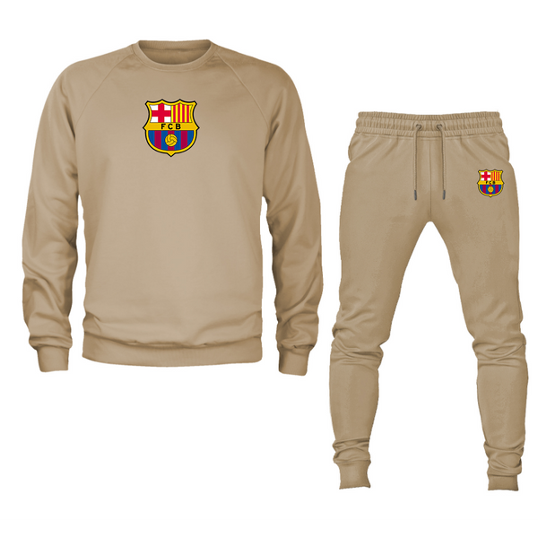 Men's F.C. Barcelona Soccer Logo Crewneck Sweatshirt Joggers Suit