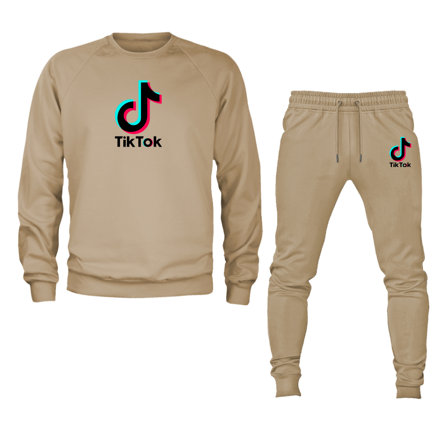 Men's TikTok Social Crewneck Sweatshirt Joggers Suit