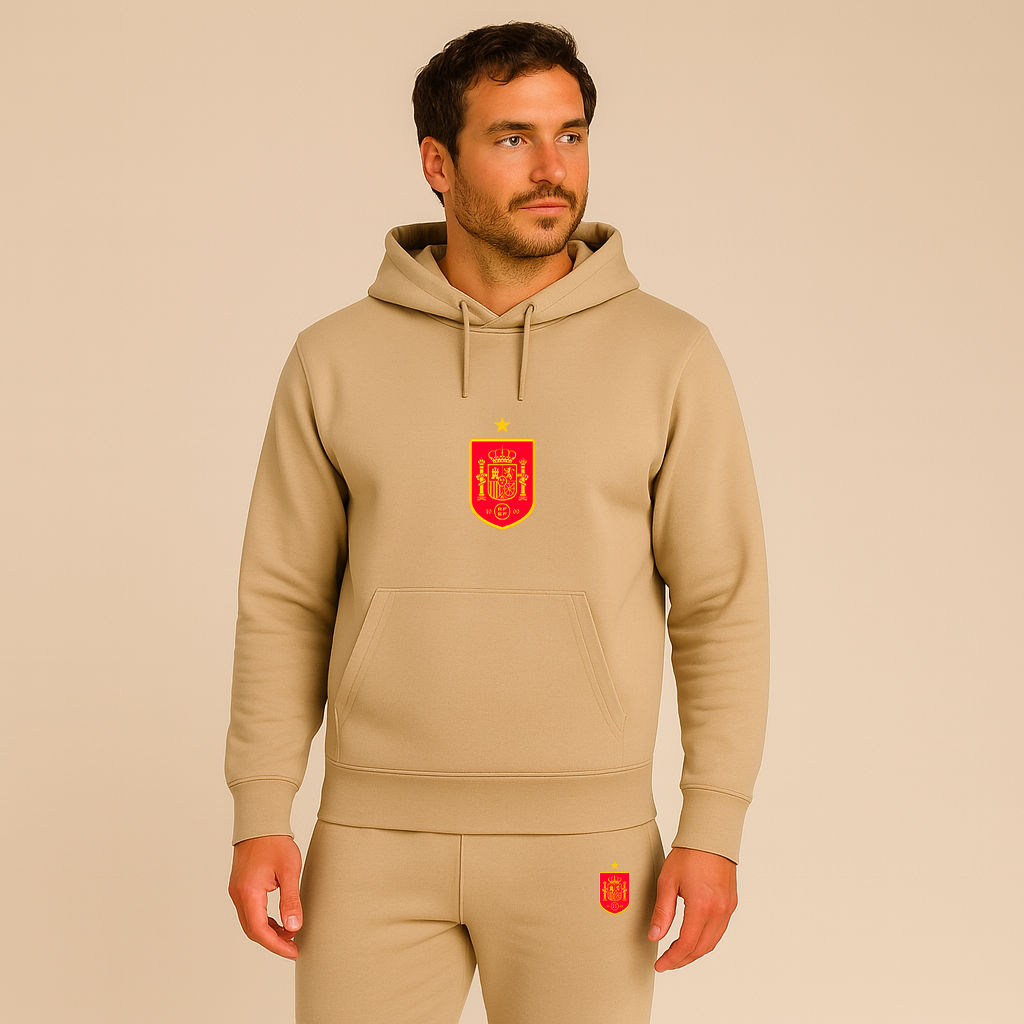 Men's Spain Red Logo National Soccer Team Hoodie Joggers Set