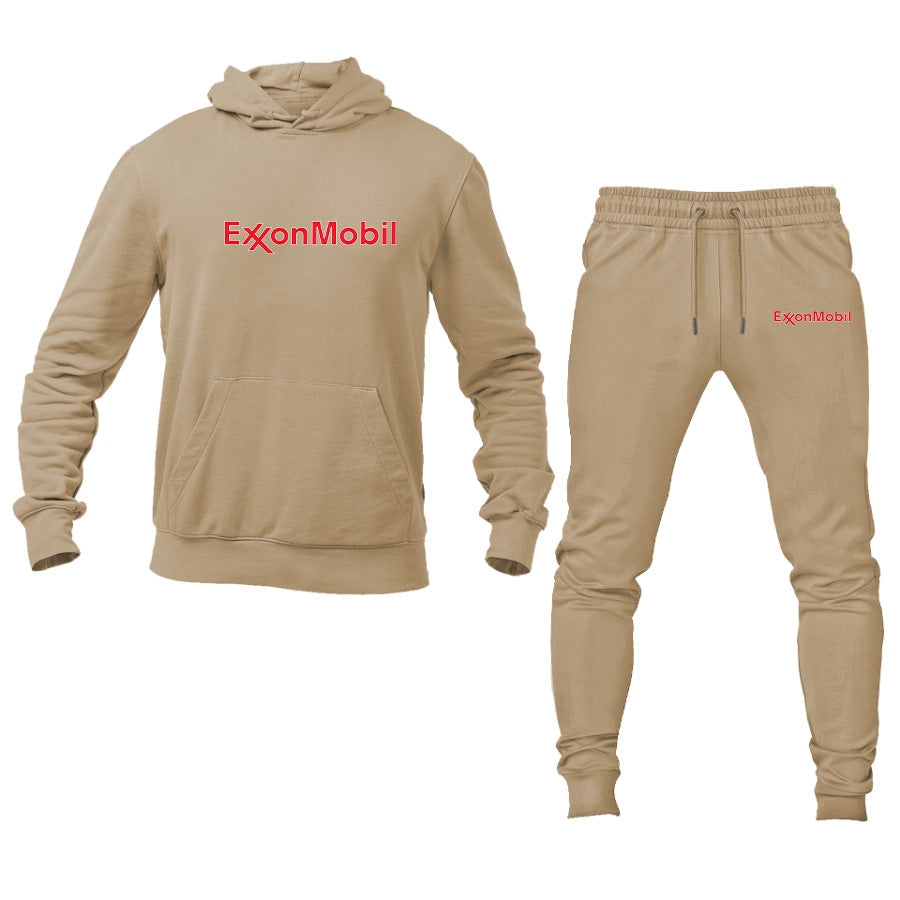 Men's Exxon Mobil Gas Station Logo Hoodie Joggers Set