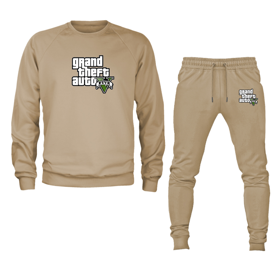 Men's GTA 5 Grand Theft Auto V Crewneck Sweatshirt Joggers Suit Game