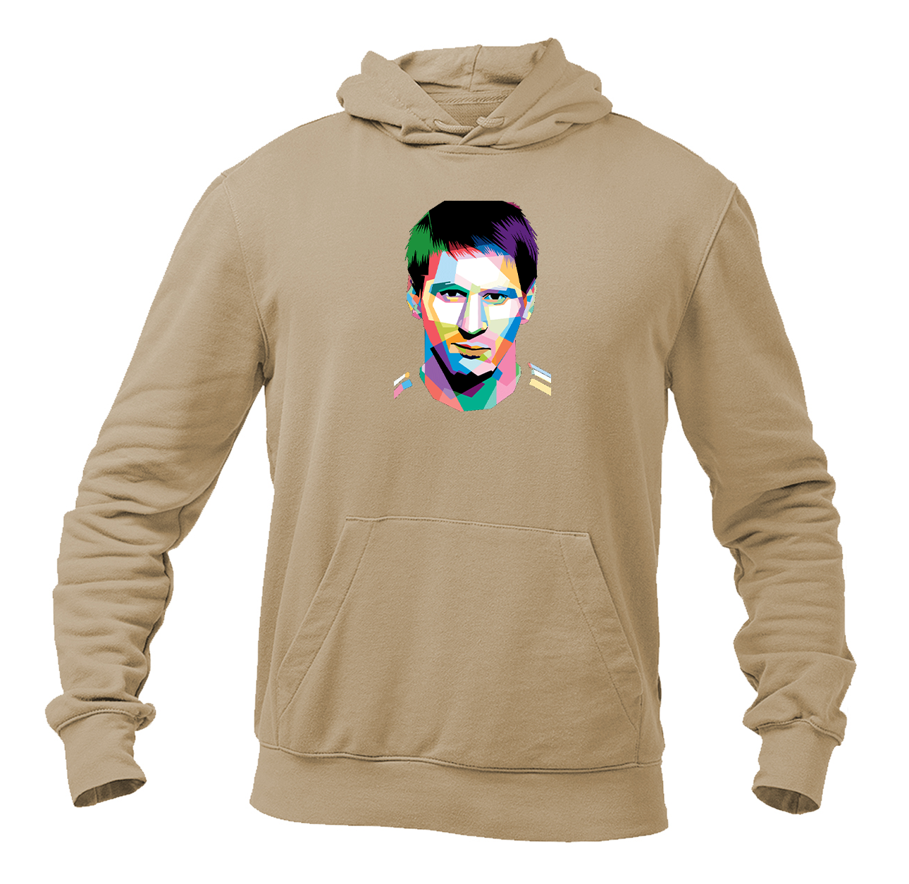 Men's Lionel Messi Face Art Soccer Pullover Hoodie