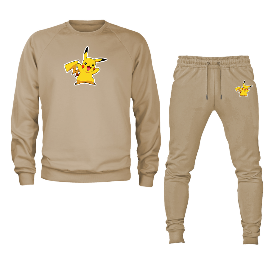 Men's Pikachu Cartoon Crewneck Sweatshirt Joggers Suit