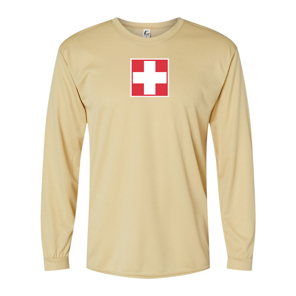 Men's Switzerland National Football Soccer Team  Performance Long Sleeve T-Shirt