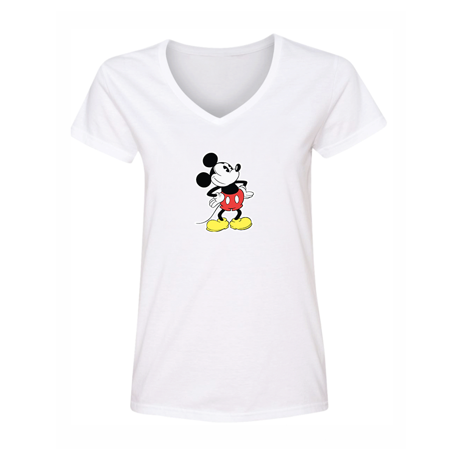 Women's Mickey Mouse Cartoon V-Neck T-Shirt