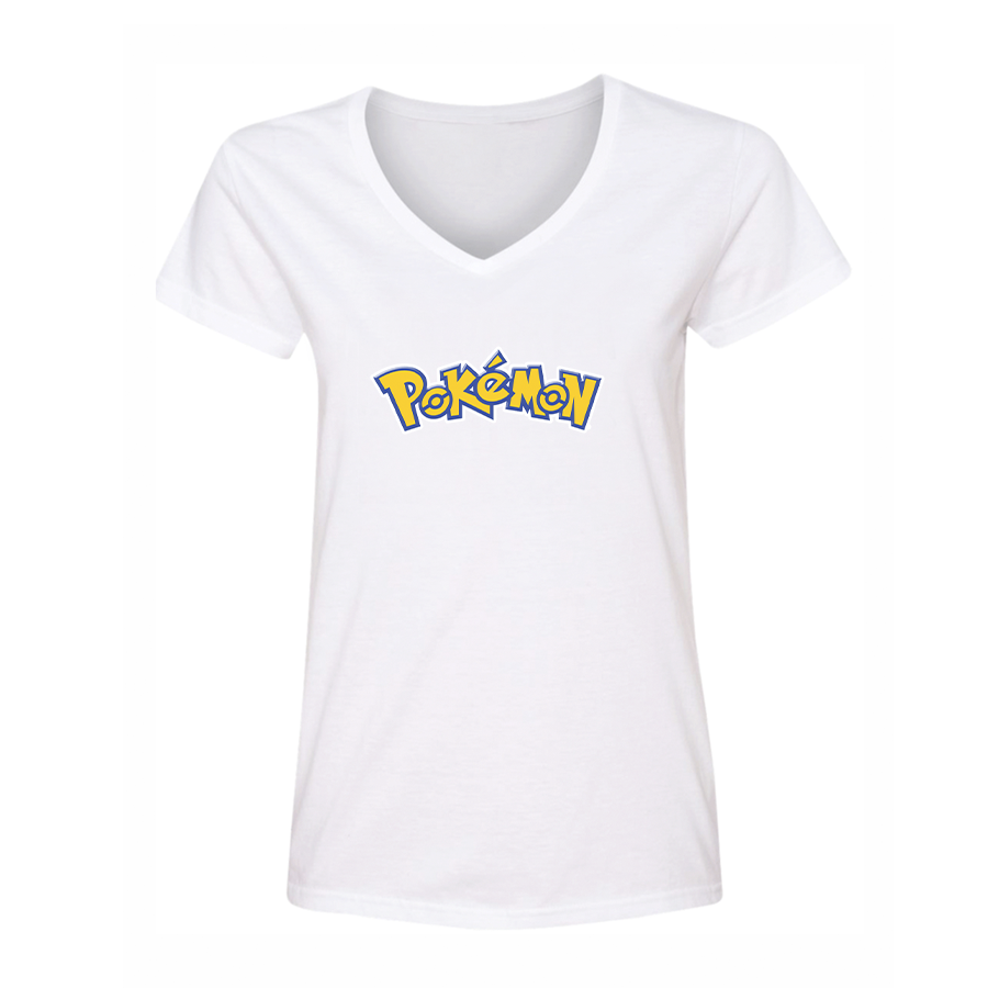 Women's Pokemon Cartoon V-Neck T-Shirt