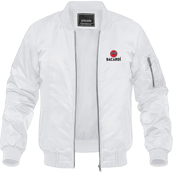 Men's Bacardi Logo Lightweight Bomber Jacket Windbreaker Softshell Varsity Jacket Coat