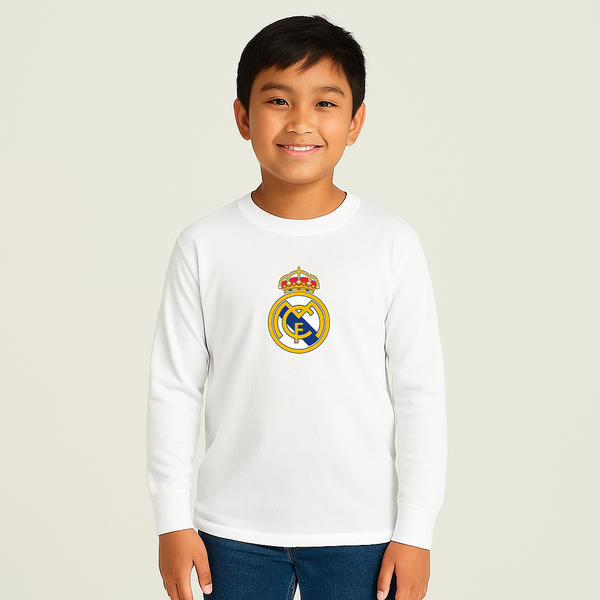 Youth Kids Real Madrid Soccer Long Sleeve T-Shirt