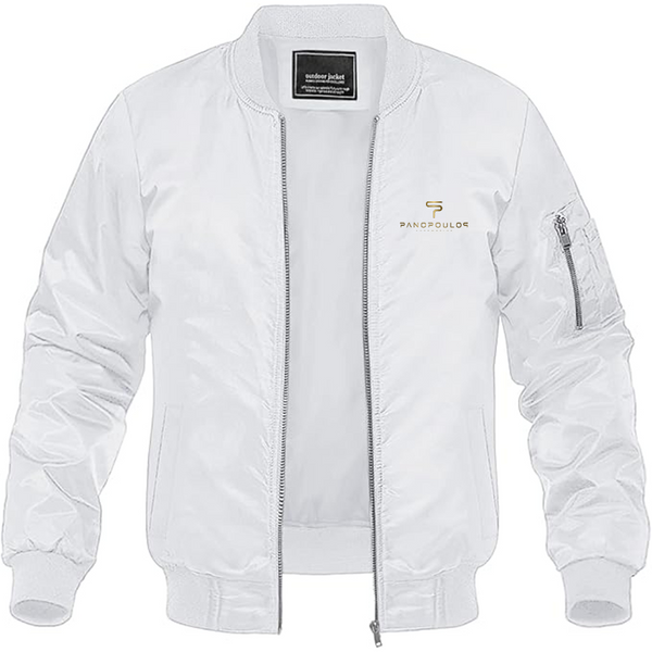 Men's Spyros Panopoulos Logo Lightweight Bomber Jacket Windbreaker Softshell Varsity Jacket Coat