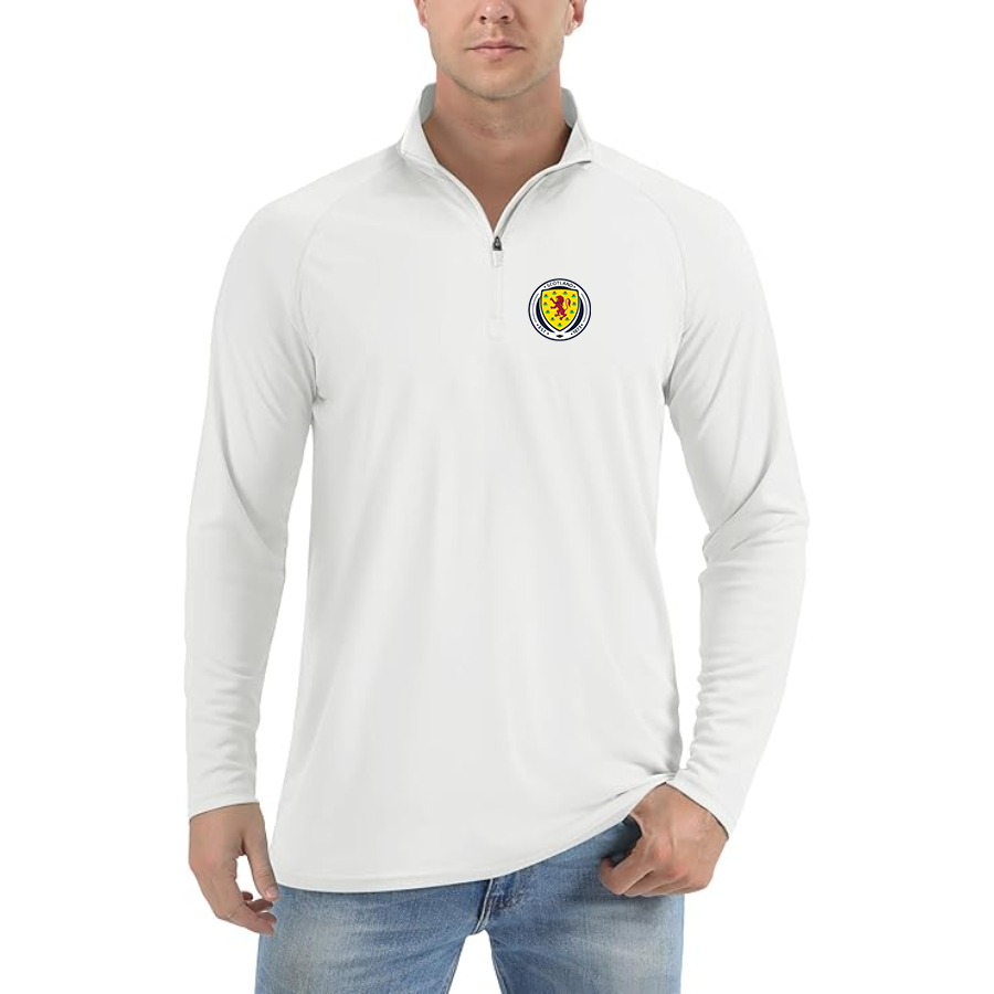 Men’s  Scotland National Soccer Team - Lightweight Quarter-Zip Athletic Shirt – Long Sleeve Performance Wear