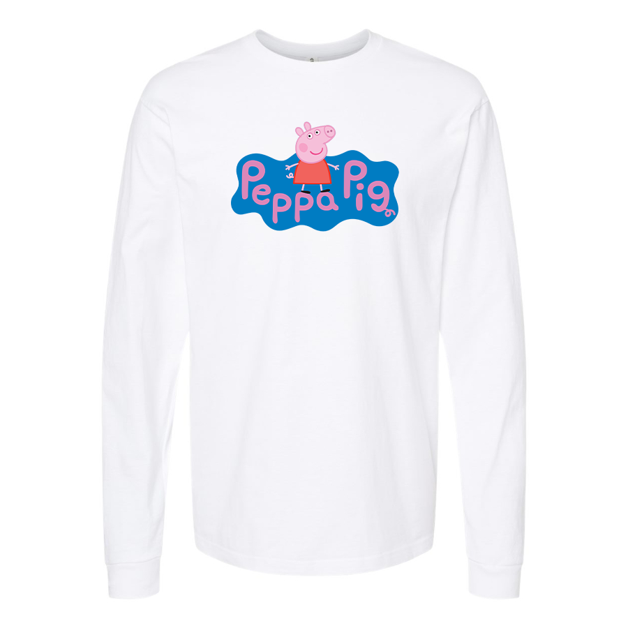 Men's Pegga Pig Cartoon Long Sleeve T-Shirt