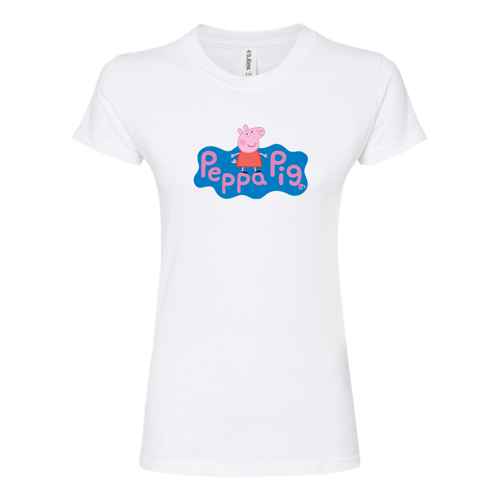 Women's Pegga Pig Cartoon Round Neck T-Shirt