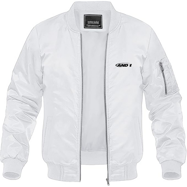 Men's AND1 Logo Lightweight Bomber Jacket Windbreaker Softshell Varsity Jacket Coat