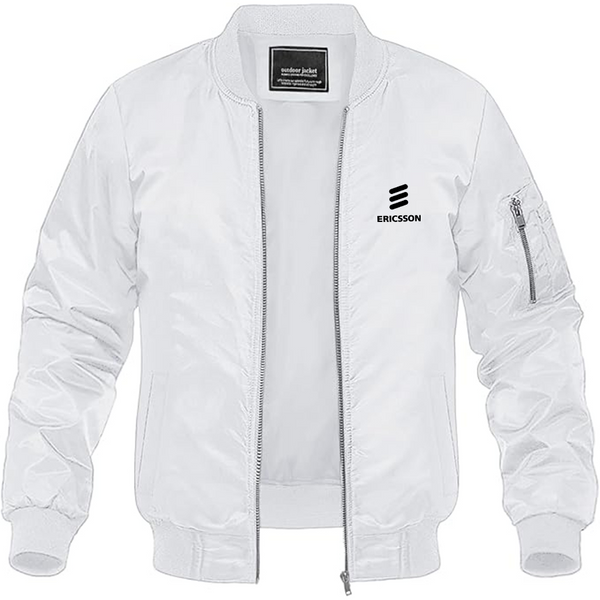 Men's Ericsson Logo Lightweight Bomber Jacket Windbreaker Softshell Varsity Jacket Coat