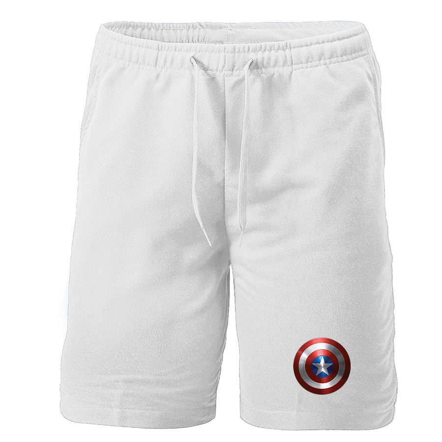 Men's Captain America Superhero Athletic Fleece Shorts