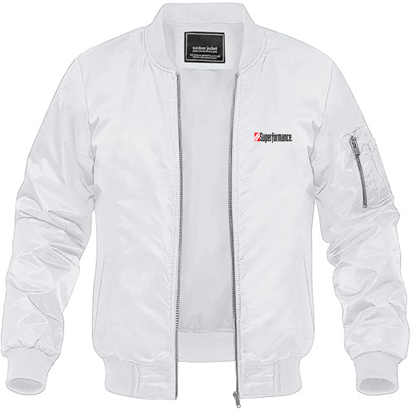 Men's Superformance Logo Lightweight Bomber Jacket Windbreaker Softshell Varsity Jacket Coat