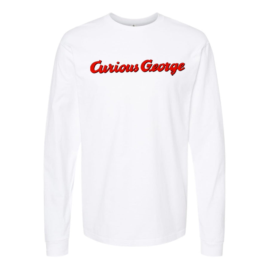 Youth Kids Curious George Cartoon Long Sleeve T-Shirt