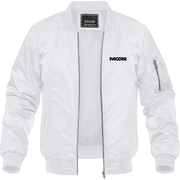 Men's Paccar Logo Lightweight Bomber Jacket Windbreaker Softshell Varsity Jacket Coat