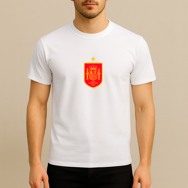 Men's Spain Red Logo National Soccer Team Cotton T-Shirt