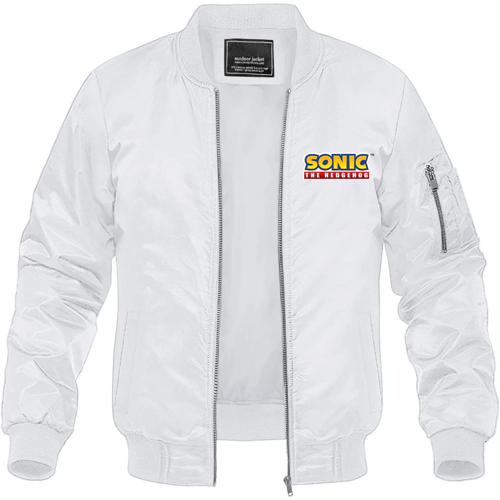 Men's Sonic The Hedgehog Cartoon Lightweight Bomber Jacket Windbreaker Softshell Varsity Jacket Coat