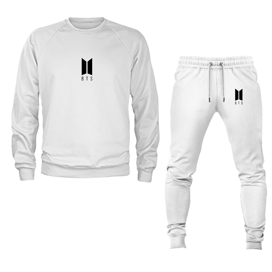 Men's BTS Music Logo Crewneck Sweatshirt Joggers Suit