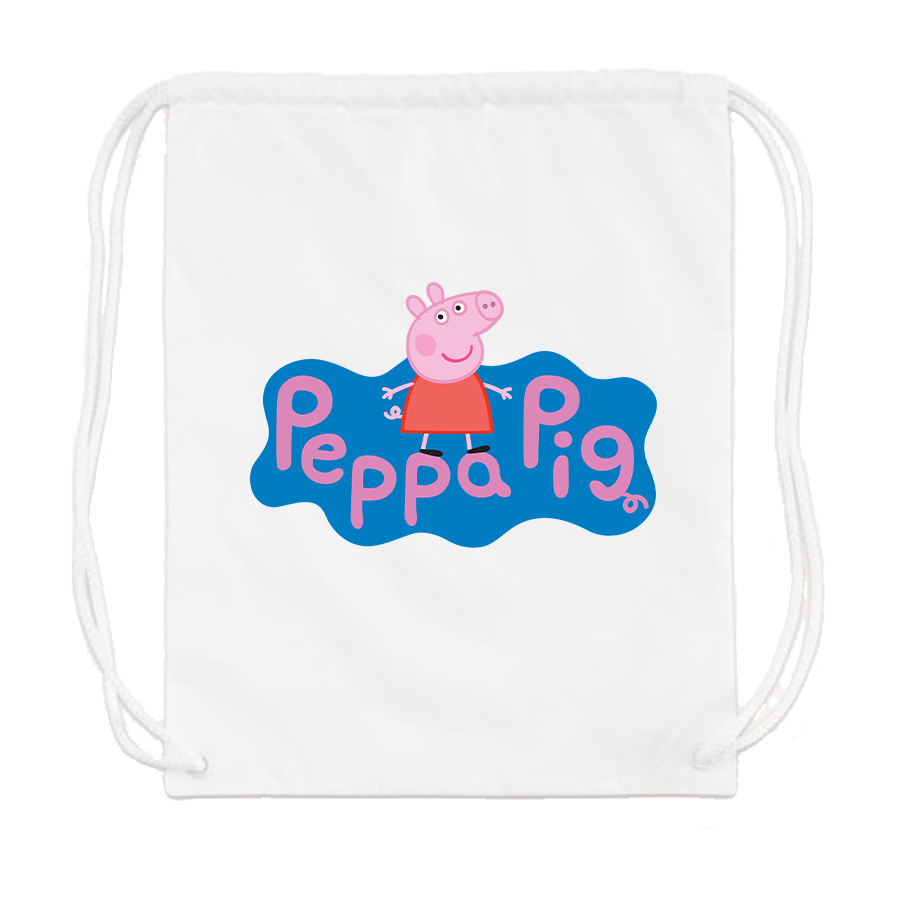 Pegga Pig Cartoon Drawstring Bag