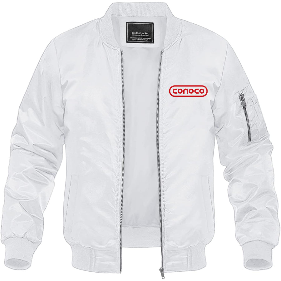 Men's Conoco Gas Station Lightweight Bomber Jacket Windbreaker Softshell Varsity Jacket Coat