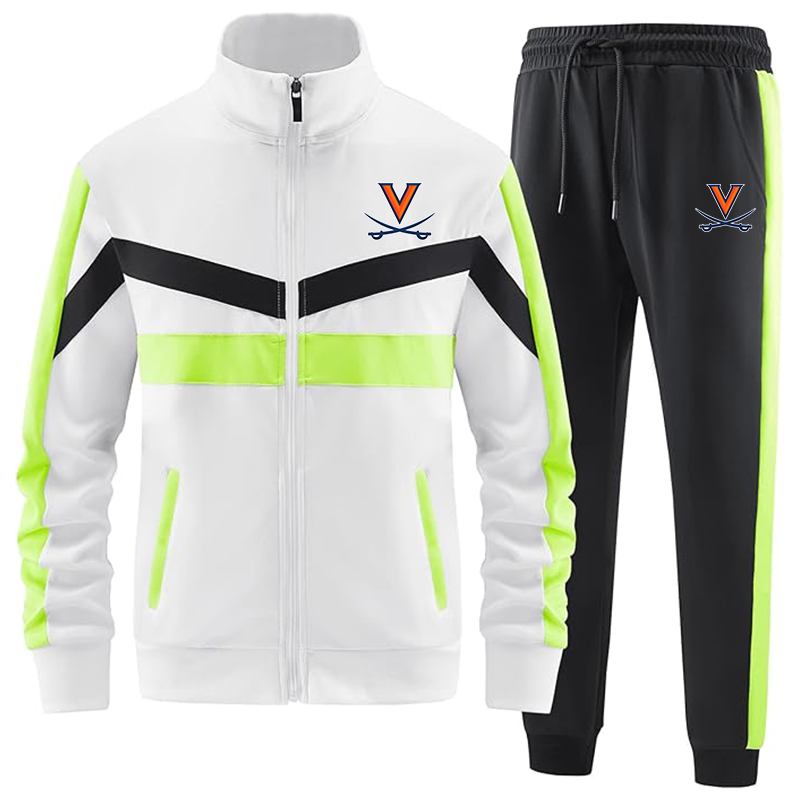 Men's Virginia Cavaliers  ANOTWENER Men_s Casual 2 Piece Tracksuit Sets Long Sleeve Full Zip Jacket and Sweatpants Sport Outfits Sweatsuits
